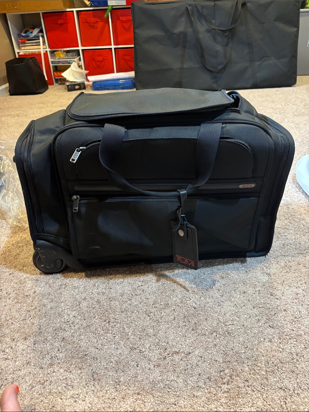 Tumi Black Rolling Carry-On Duffel with Wheels and handle